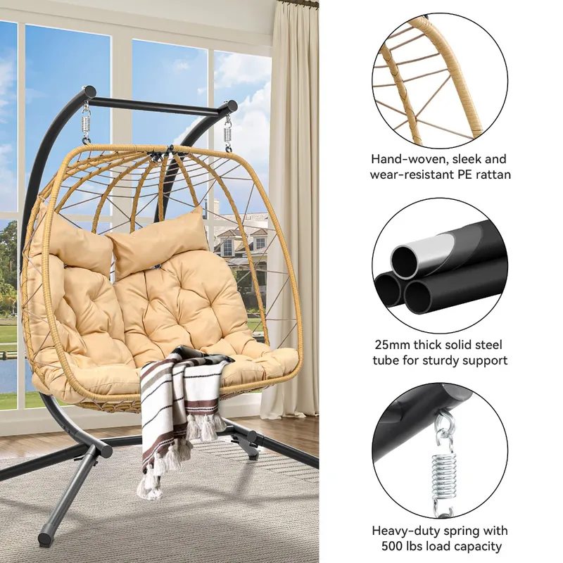 Outdoor Beige Egg Hanging Swing Chair Lmpatio Manufacturer