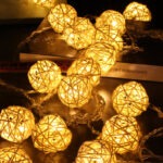 Outdoor Globe Rattan Rope Shaded String Lights Lm Patio Manufactory