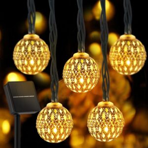 Solar Led String Lights Moroccan Metal Globe Lanterns Lm Patio Manufactory