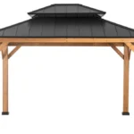 Wood 11 Ft. X 13 Ft. Cedar Framed Gazebo With Steel Hardtop Lm Patio Manufactory